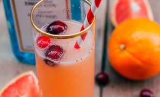 Citrusinių vaisių ir spanguolių kokteilis su džinu